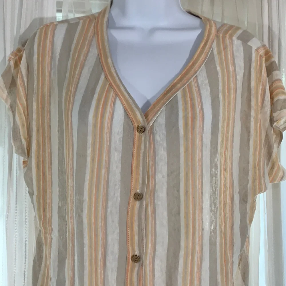 100% Linen Rachel Zoe Tie Front Top Large - Picture 3 of 6